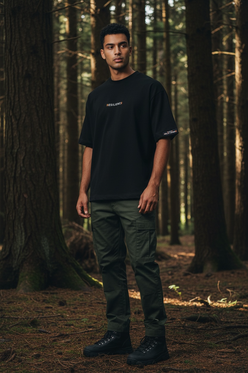 Resilience Oversized Box Fit T-Shirt (Black)